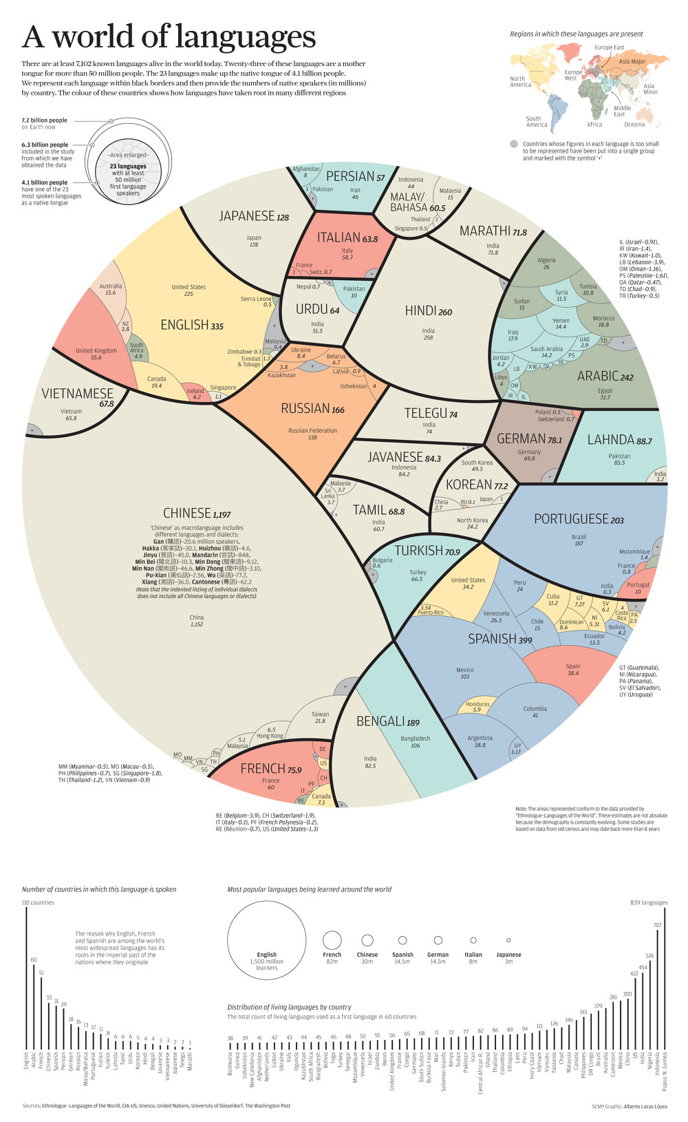 Infografía sobre cuales son los idiomas más hablados en el mundo